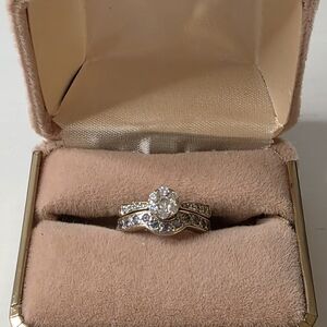 Stunning Custom Diamond And Tanzanite Bridal Set - 14k - Ilusion Setting Rare!